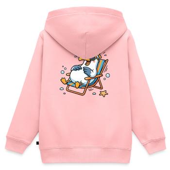 Relaxte Möwe am Strand - Kinder Premium Organic Zip Hoodie - Rosa - Hinten - AI Model Kid Female (0cm)