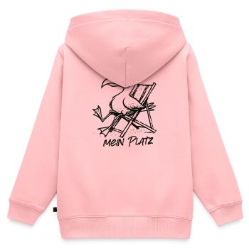 Pelikan am Strandstuhl – Mein Platz - Kinder Premium Organic Zip Hoodie - Rosa - Hinten - AI Model Kid Female (0cm)