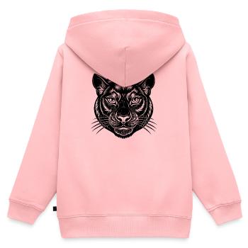 Visage de panthère - Sweat Premium à capuche zippé enfant bio - rose - Dos - AI Model Kid Female (0cm)