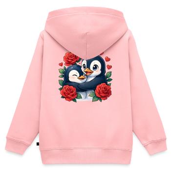 Zweisamkeit Pinguine Rosenherz - Kinder Premium Organic Zip Hoodie - Rosa - Hinten - AI Model Kid Female (0cm)