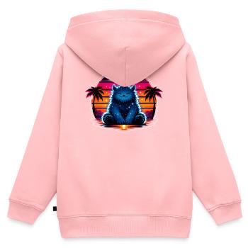 Kuschelkätzchen im Neon-Kosmos - Kinder Premium Organic Zip Hoodie - Rosa - Hinten - AI Model Kid Female (0cm)