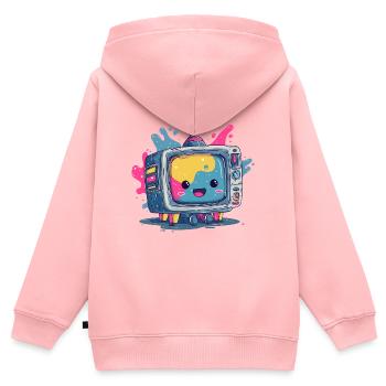 Kunterbunter TV-Kumpel - Kinder Premium Organic Zip Hoodie - Rosa - Hinten - AI Model Kid Female (0cm)