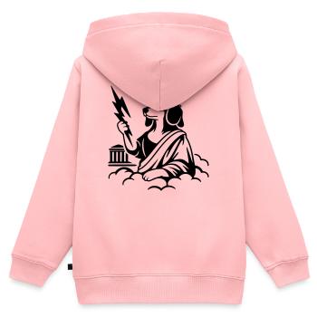 Le teckel de Zeus Wursto - Sweat Premium à capuche zippé enfant bio - rose - Dos - AI Model Kid Female (0cm)