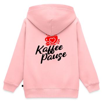 Kaffee Pause - Kaffeebecher mit Herzmotiv - Kinder Premium Organic Zip Hoodie - Rosa - Hinten - AI Model Kid Female (0cm)