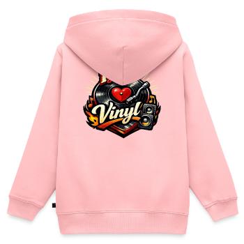Ich liebe Vinyl - Kinder Premium Organic Zip Hoodie - Rosa - Hinten - AI Model Kid Female (0cm)