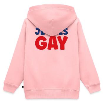 Ich bin schwul - Kinder Premium Organic Zip Hoodie - Rosa - Hinten - AI Model Kid Female (0cm)