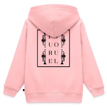 Trompette à âme pure - Sweat Premium à capuche zippé enfant bio - rose - Dos - AI Model Kid Female (0cm)