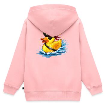 Freche Gummiente im Piratenlook mit Augenklappe - Kinder Premium Organic Zip Hoodie - Rosa - Hinten - AI Model Kid Female (0cm)