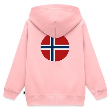 Drapeau rond norvégien - Sweat Premium à capuche zippé enfant bio - rose - Dos - AI Model Kid Female (0cm)