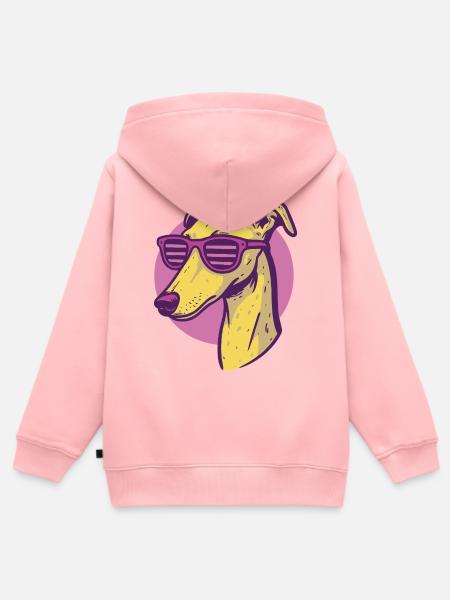 Windhund, Galgo Sonnenbrille Pop-Art - Kinder Premium Organic Zip Hoodie - Rosa