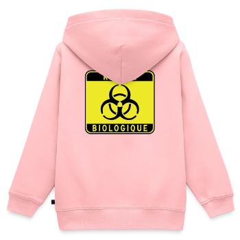 Biologisches Gefahrzeichen, Infektionsrisiko, Material - Kinder Premium Organic Zip Hoodie - Rosa - Hinten - AI Model Kid Female (0cm)