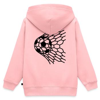 Ballon de but dans le vecteur de tirs au filet - Sweat Premium à capuche zippé enfant bio - rose - Dos - AI Model Kid Female (0cm)