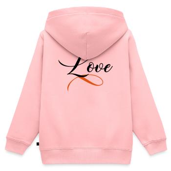 Love - Sweat Premium à capuche zippé enfant bio - rose - Dos - AI Model Kid Female (0cm)