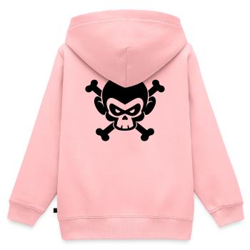 Totenkopf Affe mit gekreuzten Knochen - Kinder Premium Organic Zip Hoodie - Rosa - Hinten - AI Model Kid Female (0cm)