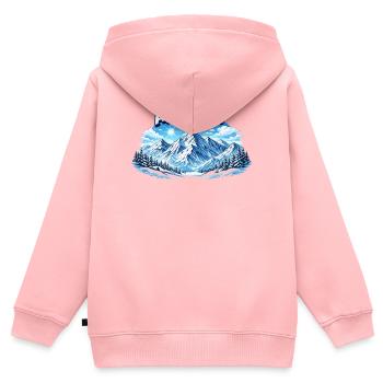 Après Ski Team Mountain Panorama - Sweat Premium à capuche zippé enfant bio - rose - Dos - AI Model Kid Female (0cm)