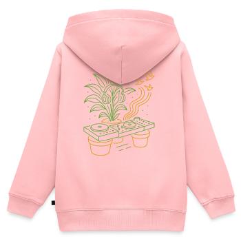 Grüner Groove DJ-Pflanzen - Kinder Premium Organic Zip Hoodie - Rosa - Hinten - AI Model Kid Female (0cm)