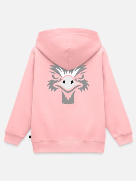 Nandu, Straußenkopf Emu - Kinder Premium Organic Zip Hoodie - Rosa