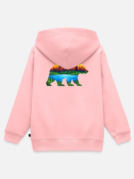 Geometrischer Bergbär Landschaft - Kinder Premium Organic Zip Hoodie - Rosa
