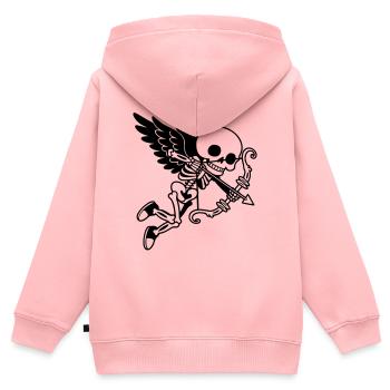 Cupidon Squelette aux ailes noires - Sweat Premium à capuche zippé enfant bio - rose - Dos - AI Model Kid Female (0cm)