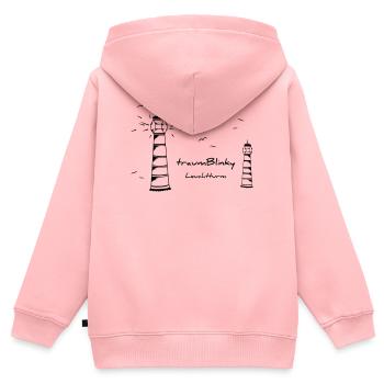 traumBlinky Leuchtturm - by heavenlygoods - Kinder Premium Organic Zip Hoodie - Rosa - Hinten - AI Model Kid Female (0cm)