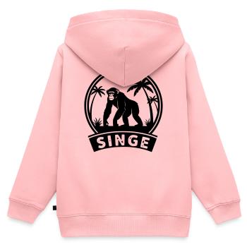 Affe - Kinder Premium Organic Zip Hoodie - Rosa - Hinten - AI Model Kid Female (0cm)