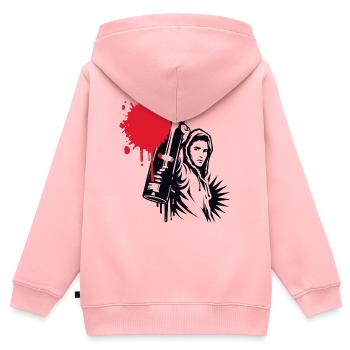 Graffiti Sprayer mit Spraydose im Urban Stil - Kinder Premium Organic Zip Hoodie - Rosa - Hinten - AI Model Kid Female (0cm)