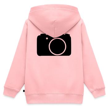 Kamera - Kinder Premium Organic Zip Hoodie - Rosa - Hinten - AI Model Kid Female (0cm)