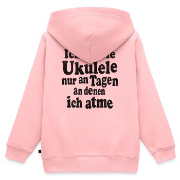Je ne joue du ukulélé que les jours où je respire - Sweat Premium à capuche zippé enfant bio - rose - Dos - AI Model Kid Female (0cm)