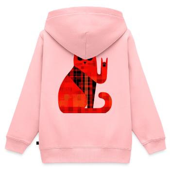 Rote Katze Karo Muster Modern - Kinder Premium Organic Zip Hoodie - Rosa - Hinten - AI Model Kid Female (0cm)