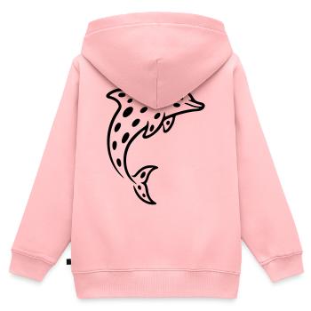 Delfin - Kinder Premium Organic Zip Hoodie - Rosa - Hinten - AI Model Kid Female (0cm)