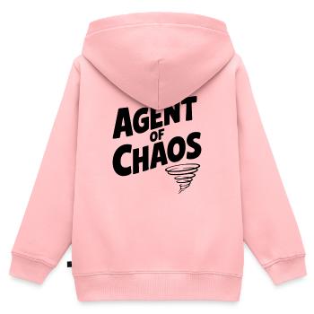 Agent des Chaos - Kinder Premium Organic Zip Hoodie - Rosa - Hinten - AI Model Kid Female (0cm)