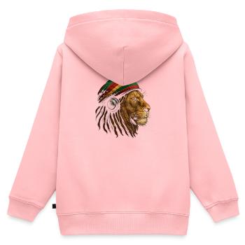 Lion avec un casque rastafari - Sweat Premium à capuche zippé enfant bio - rose - Dos - AI Model Kid Female (0cm)