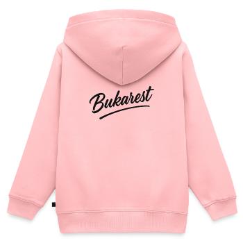 Bukarest Script Vintage Logo - Kinder Premium Organic Zip Hoodie - Rosa - Hinten - AI Model Kid Female (0cm)