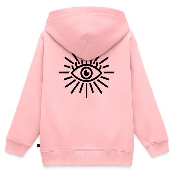 Allsehendes Auge Strahlen - Kinder Premium Organic Zip Hoodie - Rosa - Hinten - AI Model Kid Female (0cm)