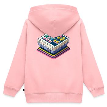 Retro Spielkonsole Pixelkunst - Kinder Premium Organic Zip Hoodie - Rosa - Hinten - AI Model Kid Female (0cm)