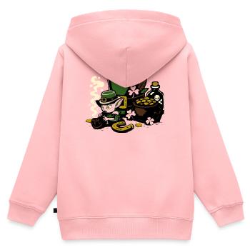 Leprechaun im Goldtopf - Kinder Premium Organic Zip Hoodie - Rosa - Hinten - AI Model Kid Female (0cm)