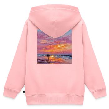 Sonnenuntergang - Kinder Premium Organic Zip Hoodie - Rosa - Hinten - AI Model Kid Female (0cm)