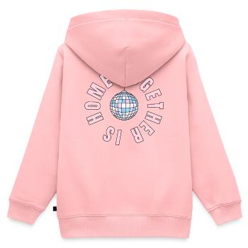 La maison, c’est là où nous sommes ensemble - boule disco - Sweat Premium à capuche zippé enfant bio - rose - Dos - AI Model Kid Female (0cm)