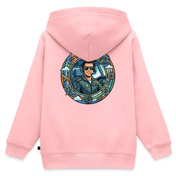 Comic-Pilot im Cockpit Rundflug - Kinder Premium Organic Zip Hoodie - Rosa - Hinten - AI Model Kid Female (0cm)