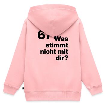  67?? SIX SEVEN! WAS STIMMT NICHT MIT DIR?! GEIL - Kinder Premium Organic Zip Hoodie - Rosa - Hinten - AI Model Kid Female (0cm)