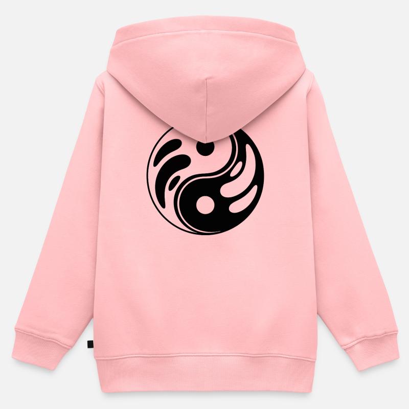 Pattern di Equilibrio Yin Yang - Felpa Premium con cappuccio con zip bambino bio - rosa
