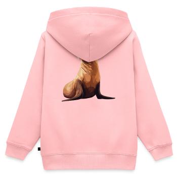 Seelöwen Seelöwe - Kinder Premium Organic Zip Hoodie - Rosa - Hinten - AI Model Kid Female (0cm)