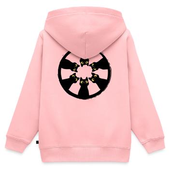 Katzenblick-Kreis: Augen aus der Dunkelheit - Kinder Premium Organic Zip Hoodie - Rosa - Hinten - AI Model Kid Female (0cm)