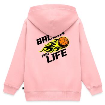 Basketball Ballin : Diction - Sweat Premium à capuche zippé enfant bio - rose - Dos - AI Model Kid Female (0cm)