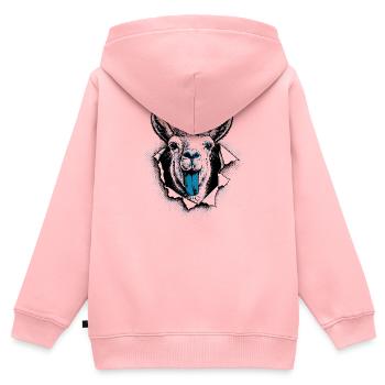 Popkultur Lama – Moderne Twotone Illustration - Kinder Premium Organic Zip Hoodie - Rosa - Hinten - AI Model Kid Female (0cm)