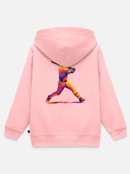Pop-Art Baseball Swing - Kinder Premium Organic Zip Hoodie - Rosa
