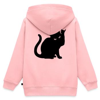 Schwarze Katze – Devil Horns Silhouette - Kinder Premium Organic Zip Hoodie - Rosa - Hinten - AI Model Kid Female (0cm)