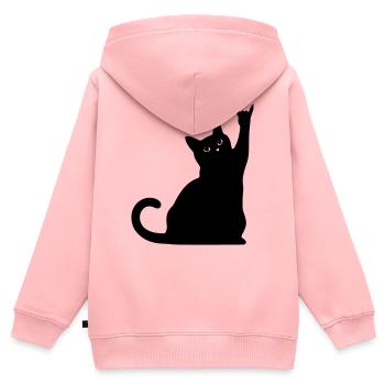 Schwarze Katze – Devil Horns Silhouette - Kinder Premium Organic Zip Hoodie - Rosa - Hinten - AI Model Kid Female (0cm)