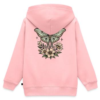 Motte mit Blütenbouquet - Kinder Premium Organic Zip Hoodie - Rosa - Hinten - AI Model Kid Female (0cm)