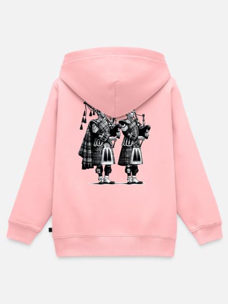 Dudelsack Duo im Kilt - Kinder Premium Organic Zip Hoodie - Rosa